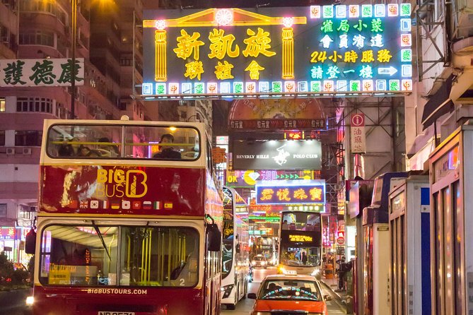 Big Bus Hong Kong Panoramic Night Tour by Open-Top Bus - Nathan Road neon from the upper deck