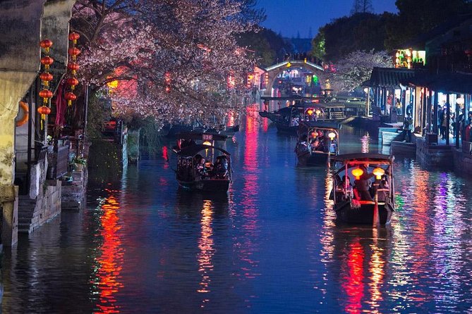 Wuzhen and Xitang Water Town Private Full Day Trip from Shanghai with Lunch and Dinner - Xitang after sunset: dinner beside the water